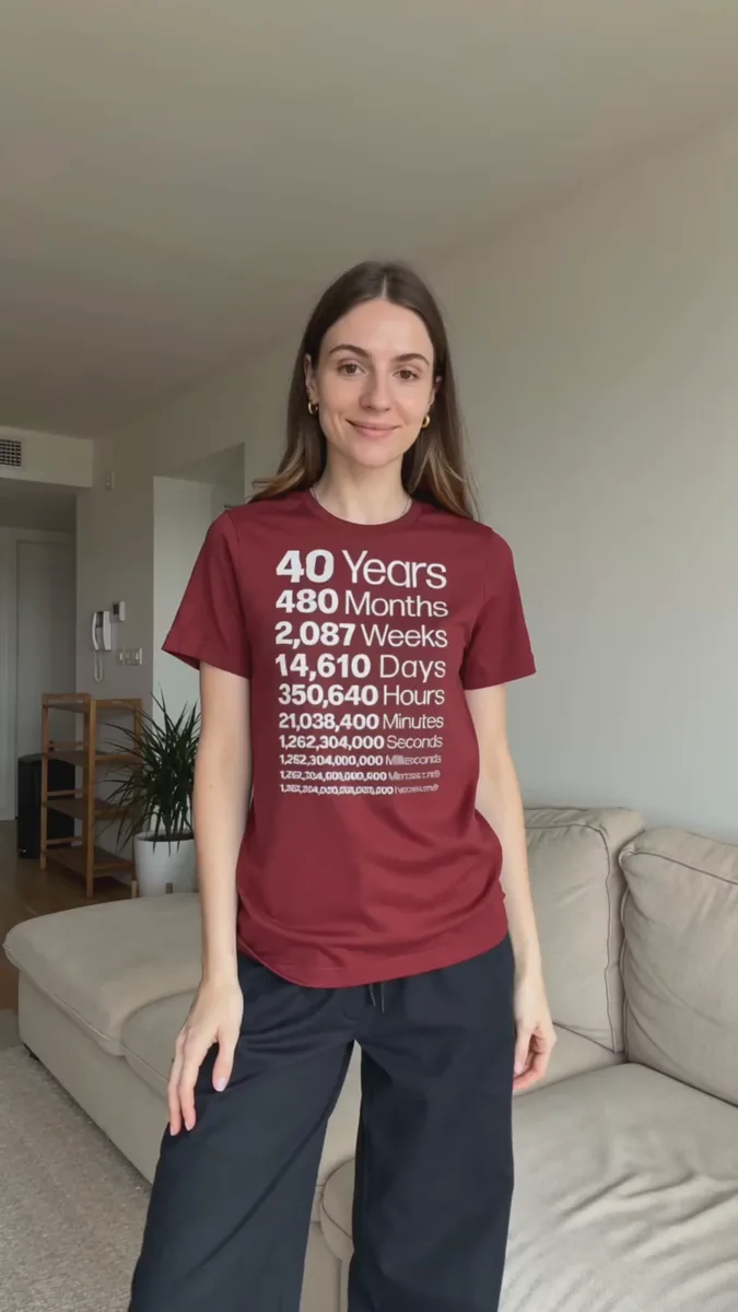 40th Birthday Life In Numbers Tee - lifestyle photo