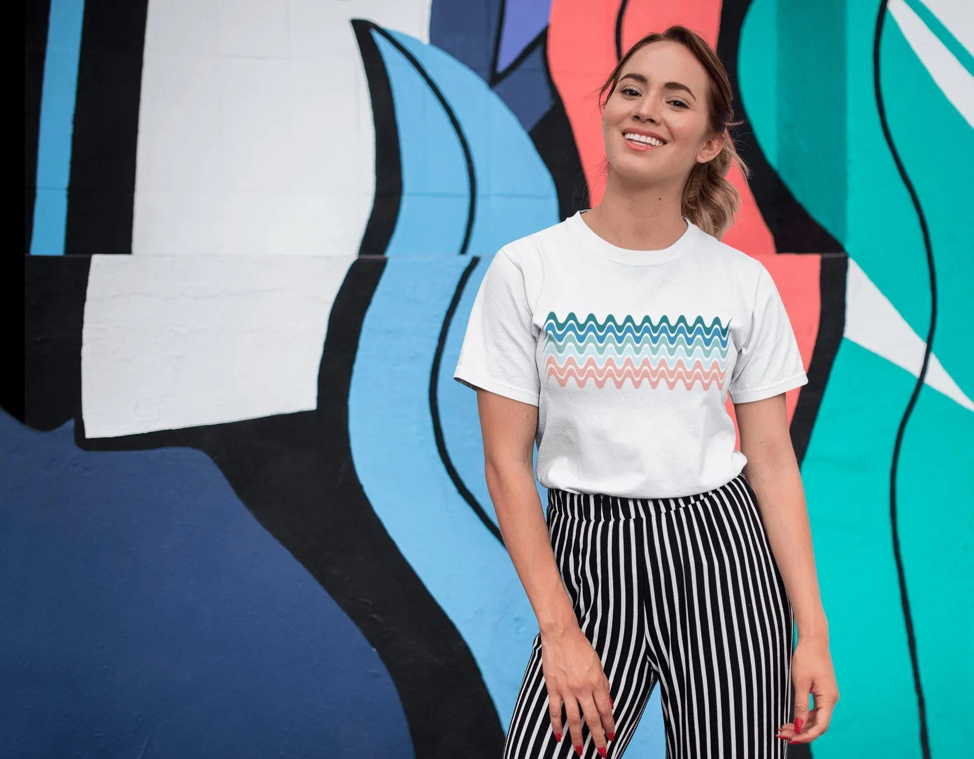 Retro Zigzag Abstract Pattern Colorful Tee