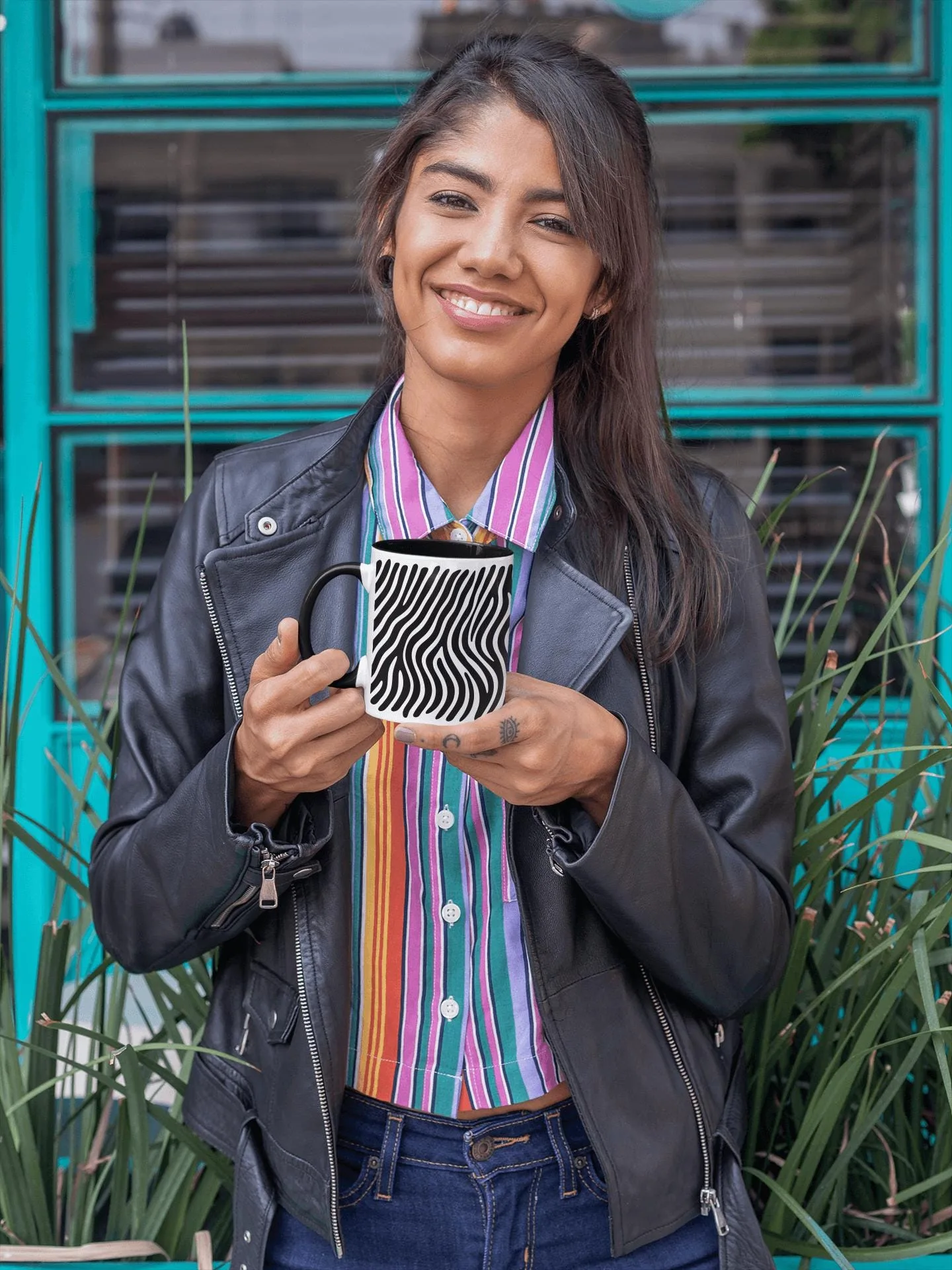 Zebra Black and White 15 Oz Ceramic Mug - alternate view
