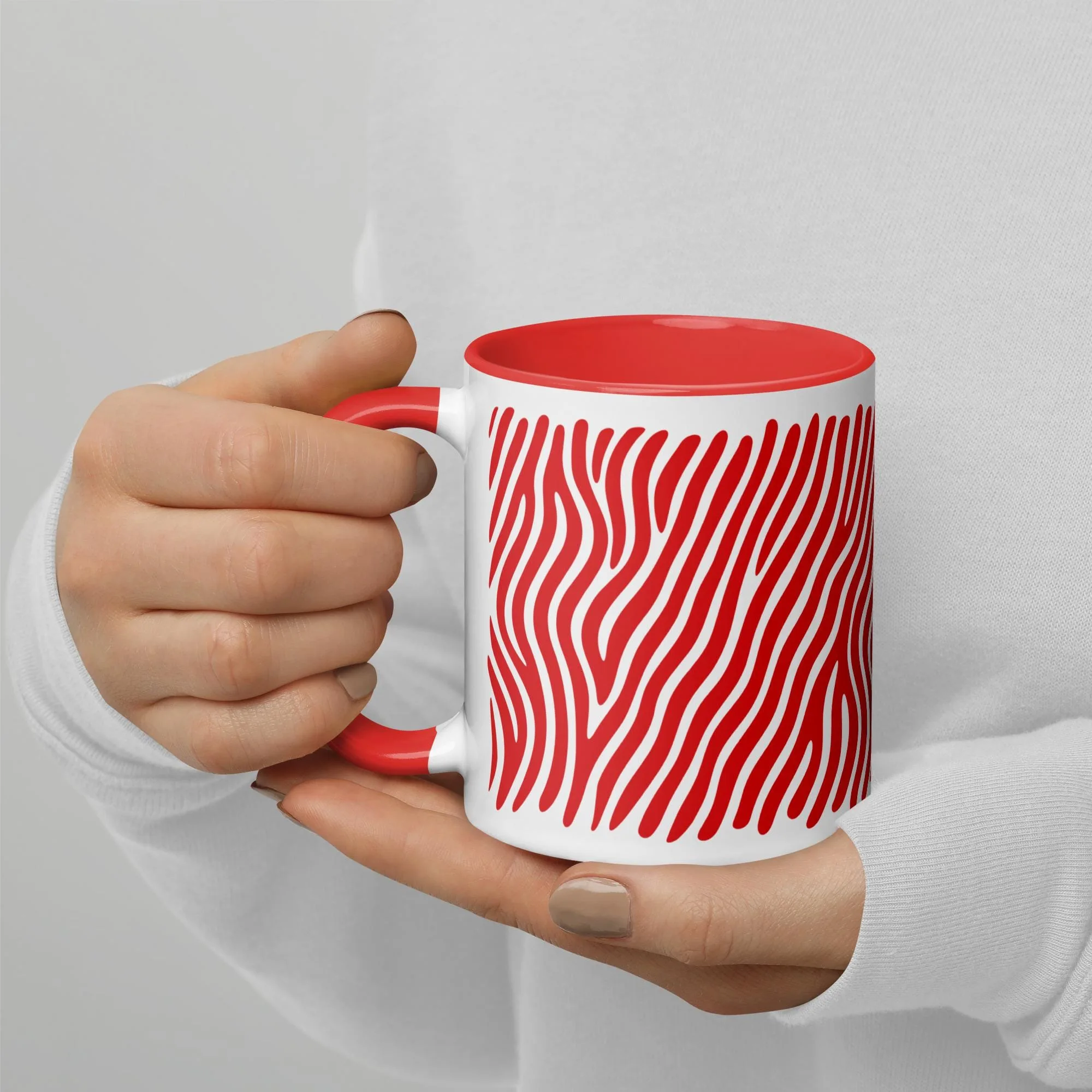 Zebra Red and White 11 Oz Ceramic Cup - alternate view