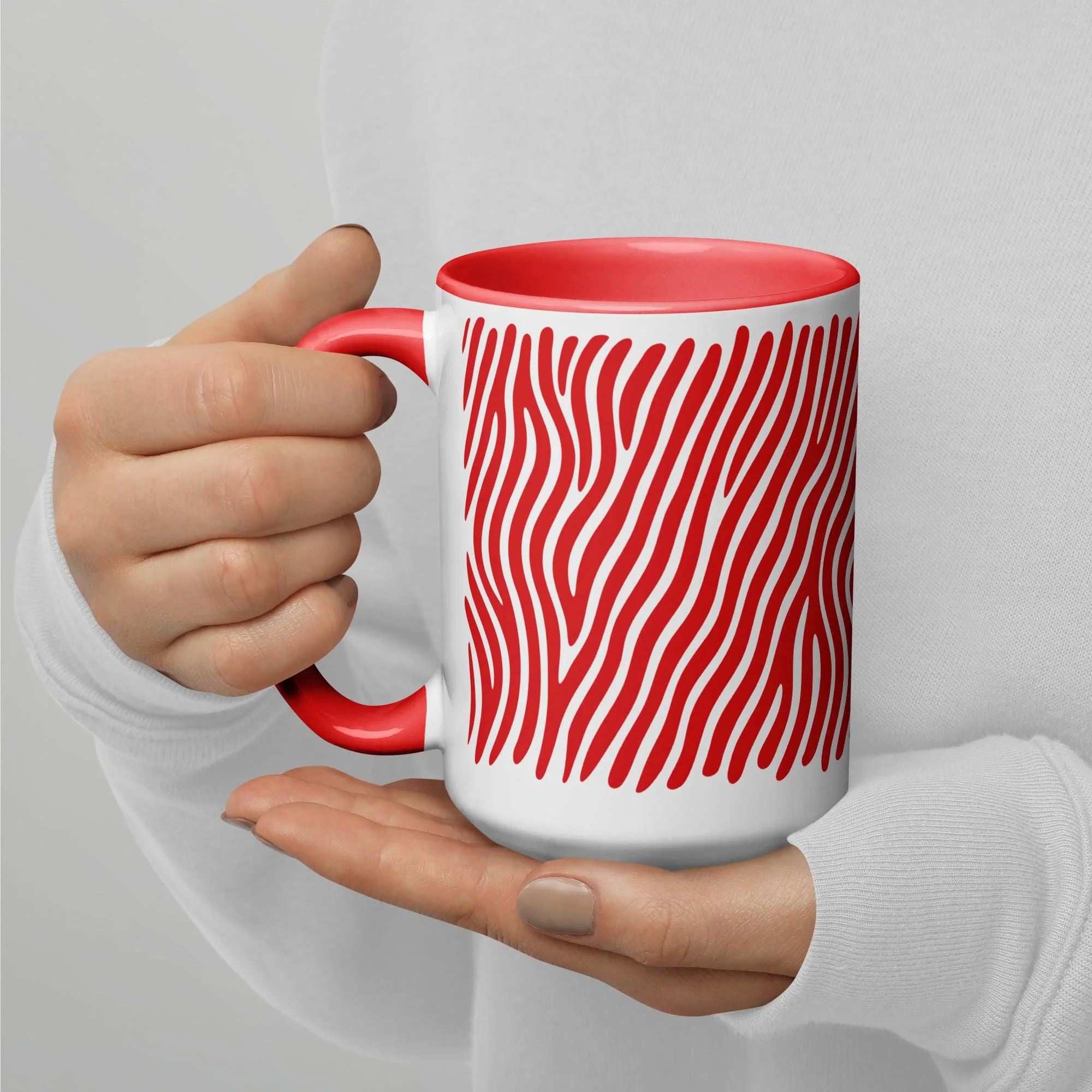 Zebra Red and White 15 Oz Ceramic Mug - alternate view