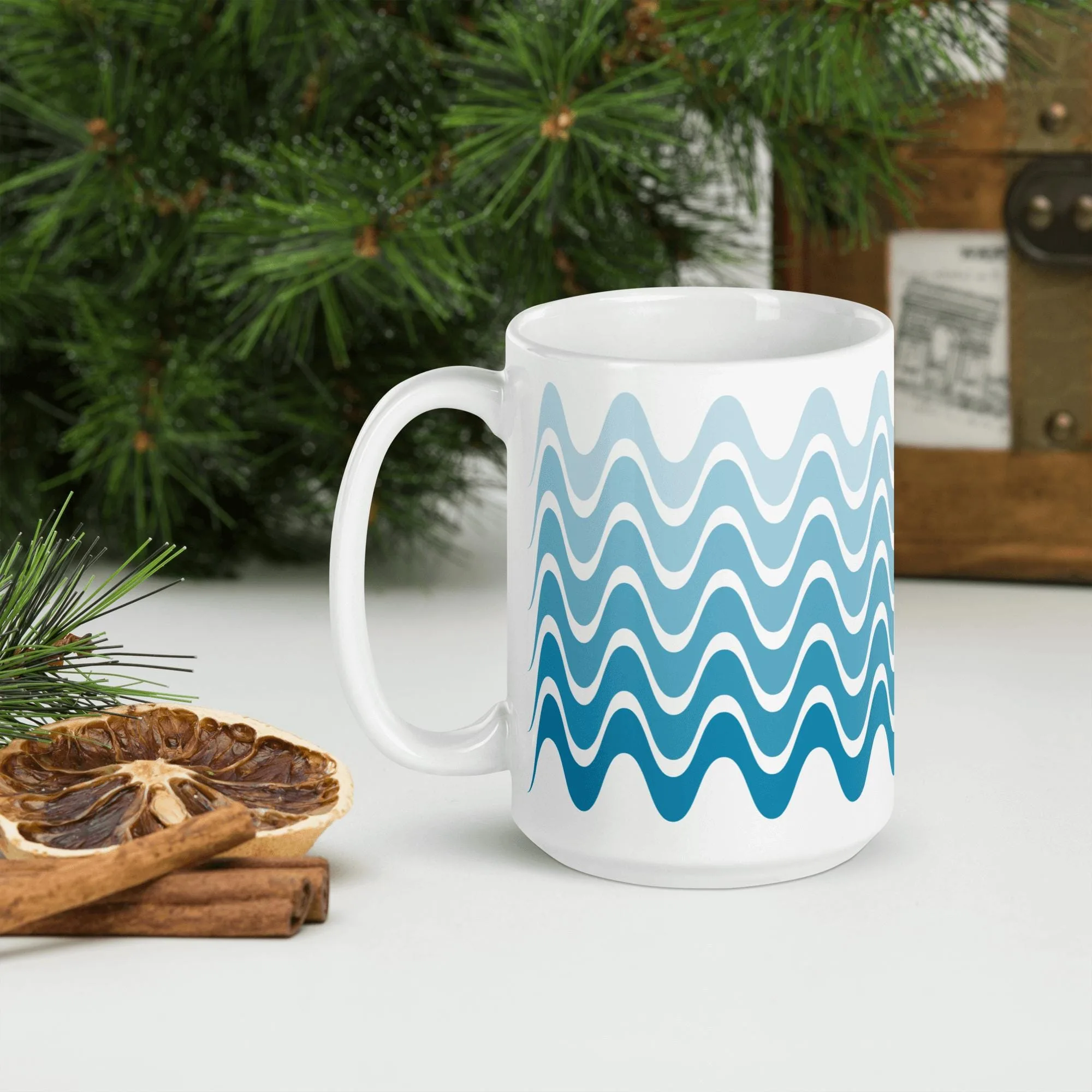 15 Oz Graphic Chevron Ceramic Office Mug
