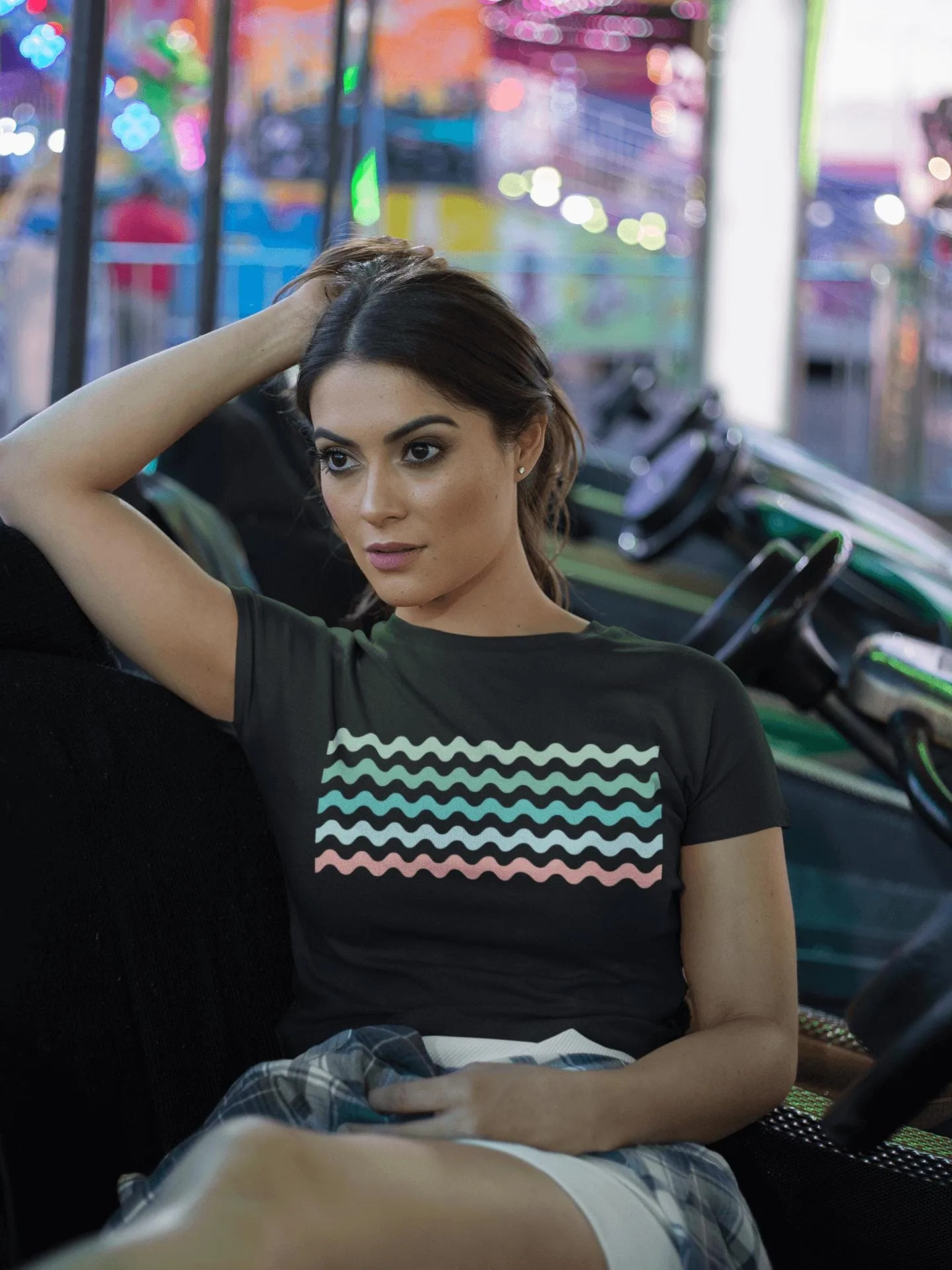 Pastel Waves Retro Colorful Abstract Tee