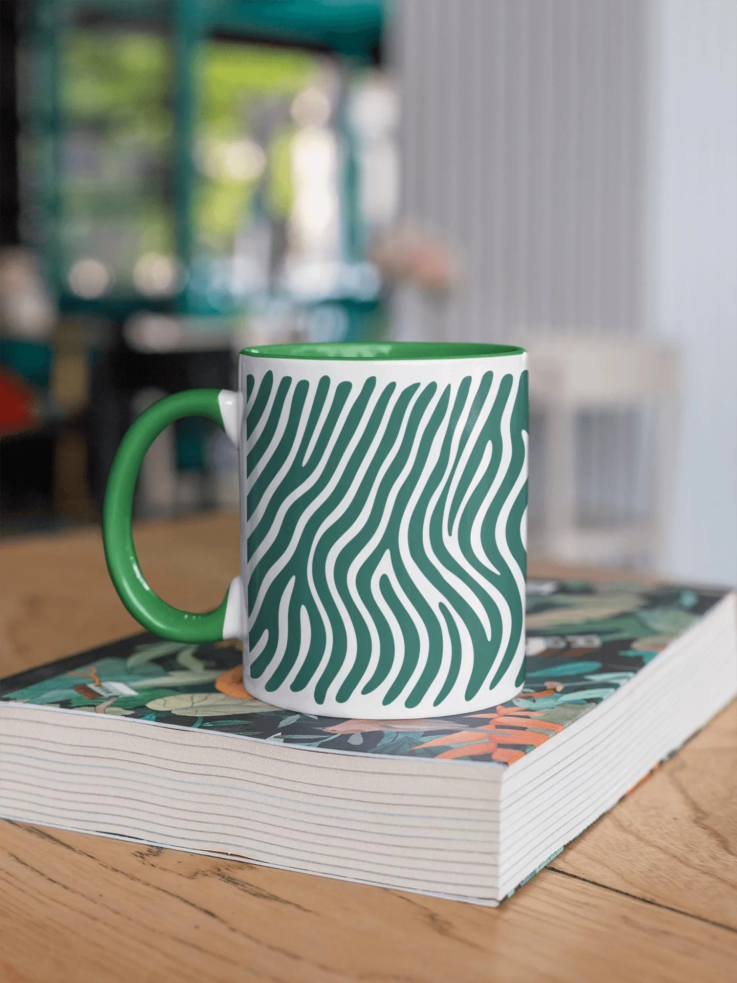 Zebra Green and White 11 Oz Ceramic Mug
