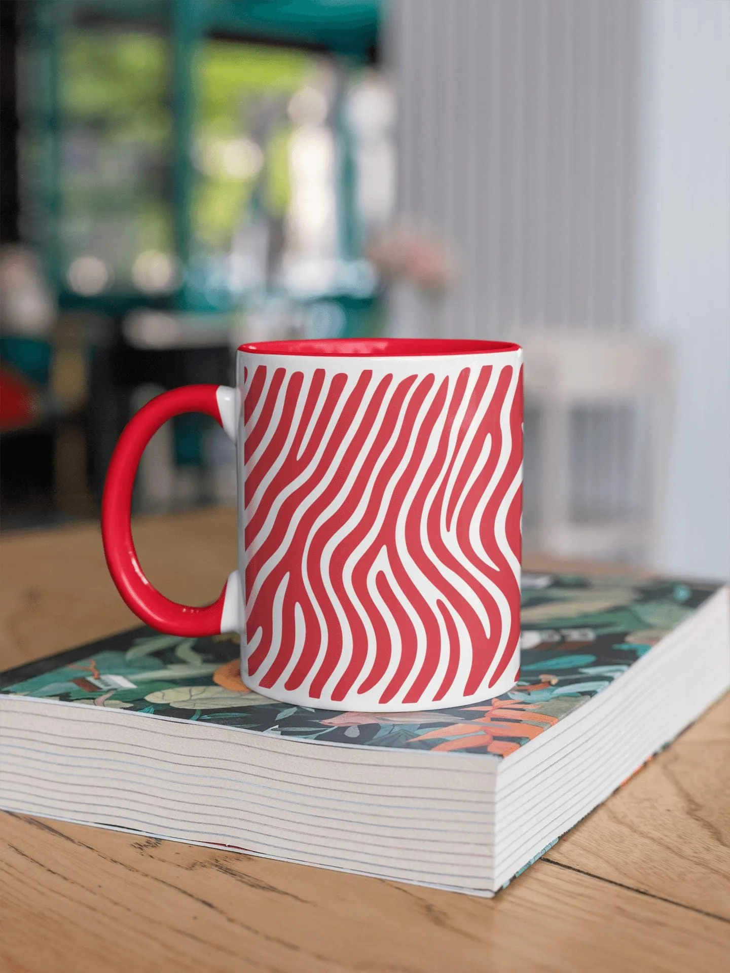 Zebra Red and White 15 Oz Ceramic Mug